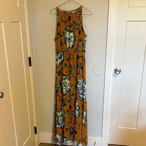 H&M Mustard and Teal Floral Print Dress